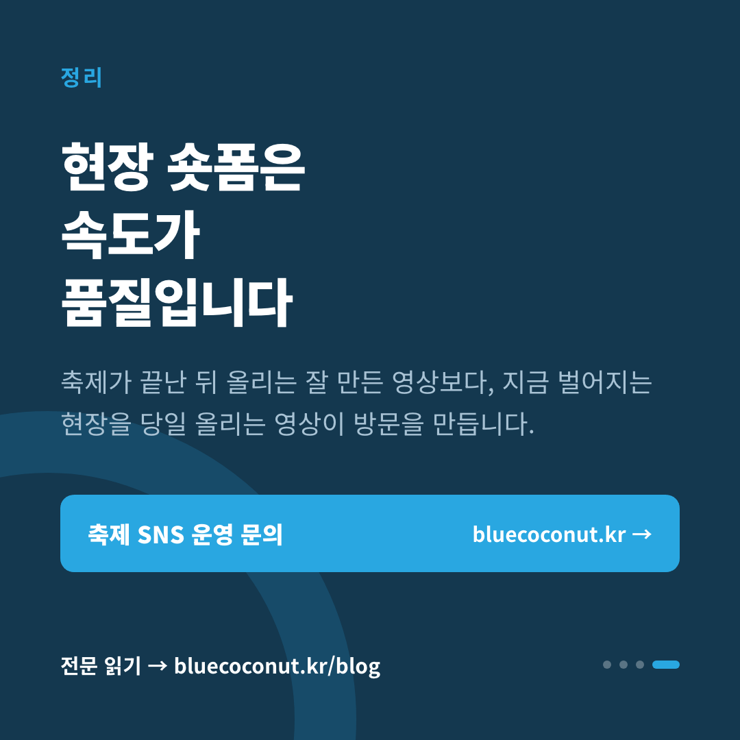 카드뉴스 4/4: 현장 숏폼은 속도가 품질입니다