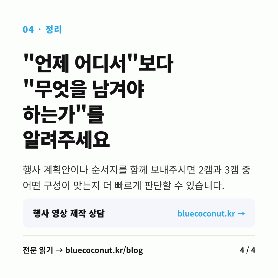 카드뉴스 4/4: "언제 어디서"보다 "무엇을 남겨야 하는가"를 알려주세요