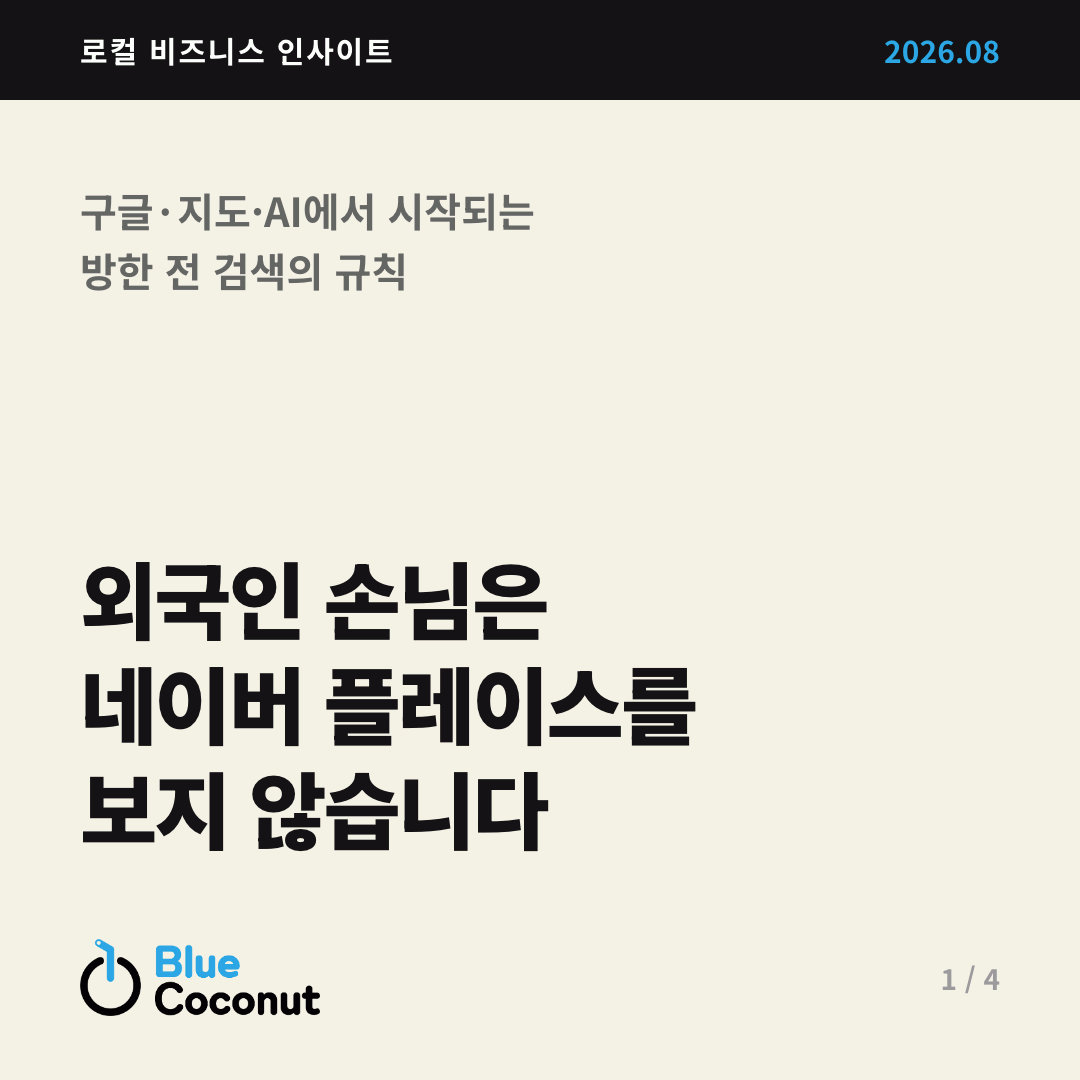 카드뉴스 1/4: 외국인 손님은 네이버 플레이스를 보지 않습니다