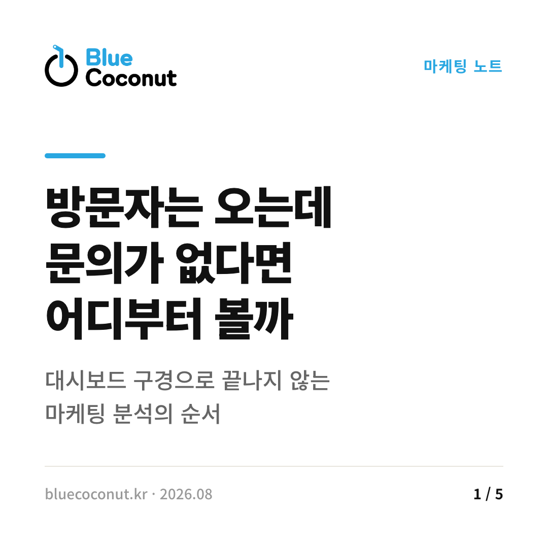 카드뉴스 1/5: 방문자는 오는데 문의가 없다면 어디부터 볼까