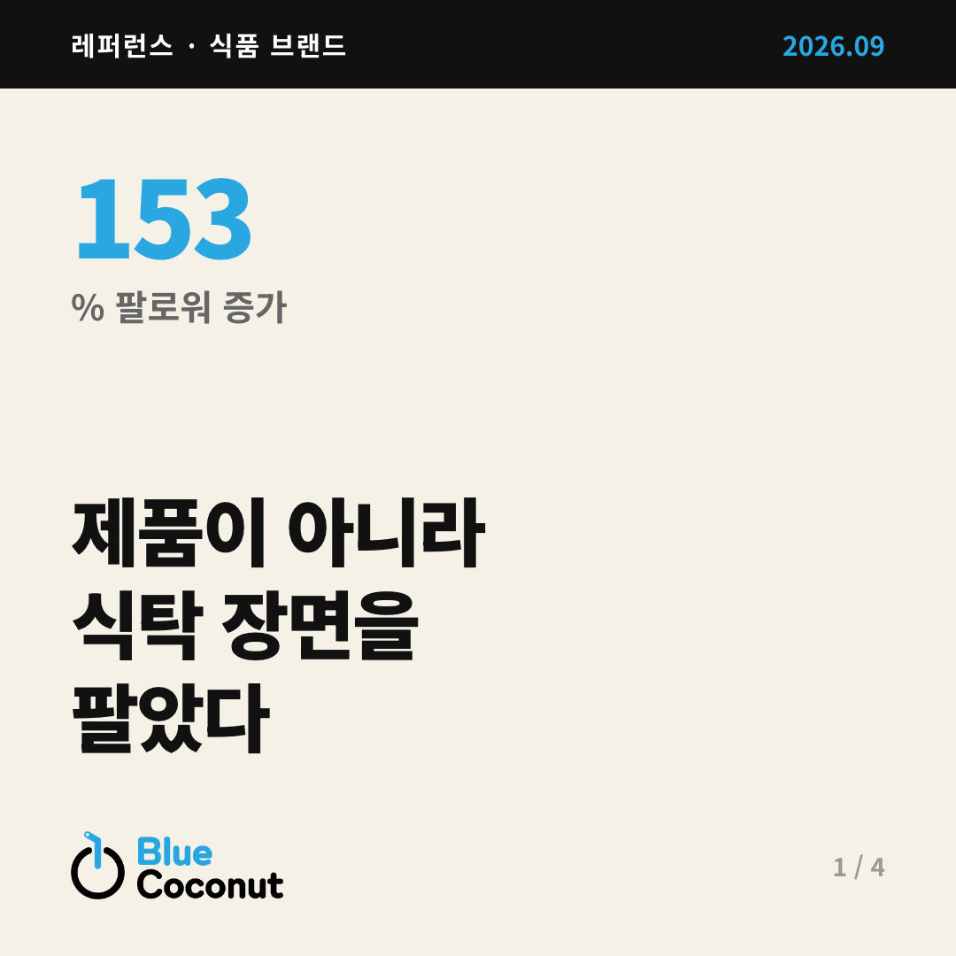 카드뉴스 1/4: 제품이 아니라 식탁 장면을 팔았다