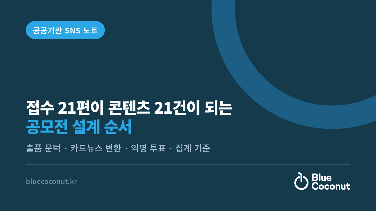 접수 21편이 콘텐츠 21건이 되는 공모전 설계 순서