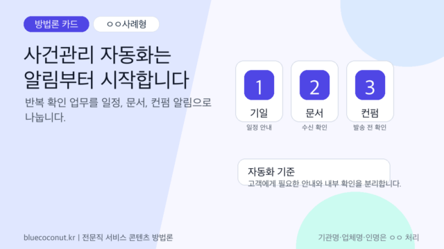 법률사무소 사건관리 자동화 알림 구조 방법론 카드
